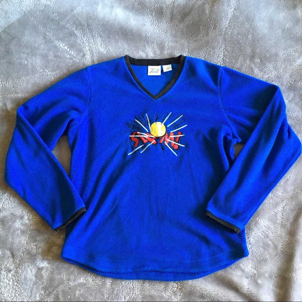 A Blue Jumper with Embroidered Logo.